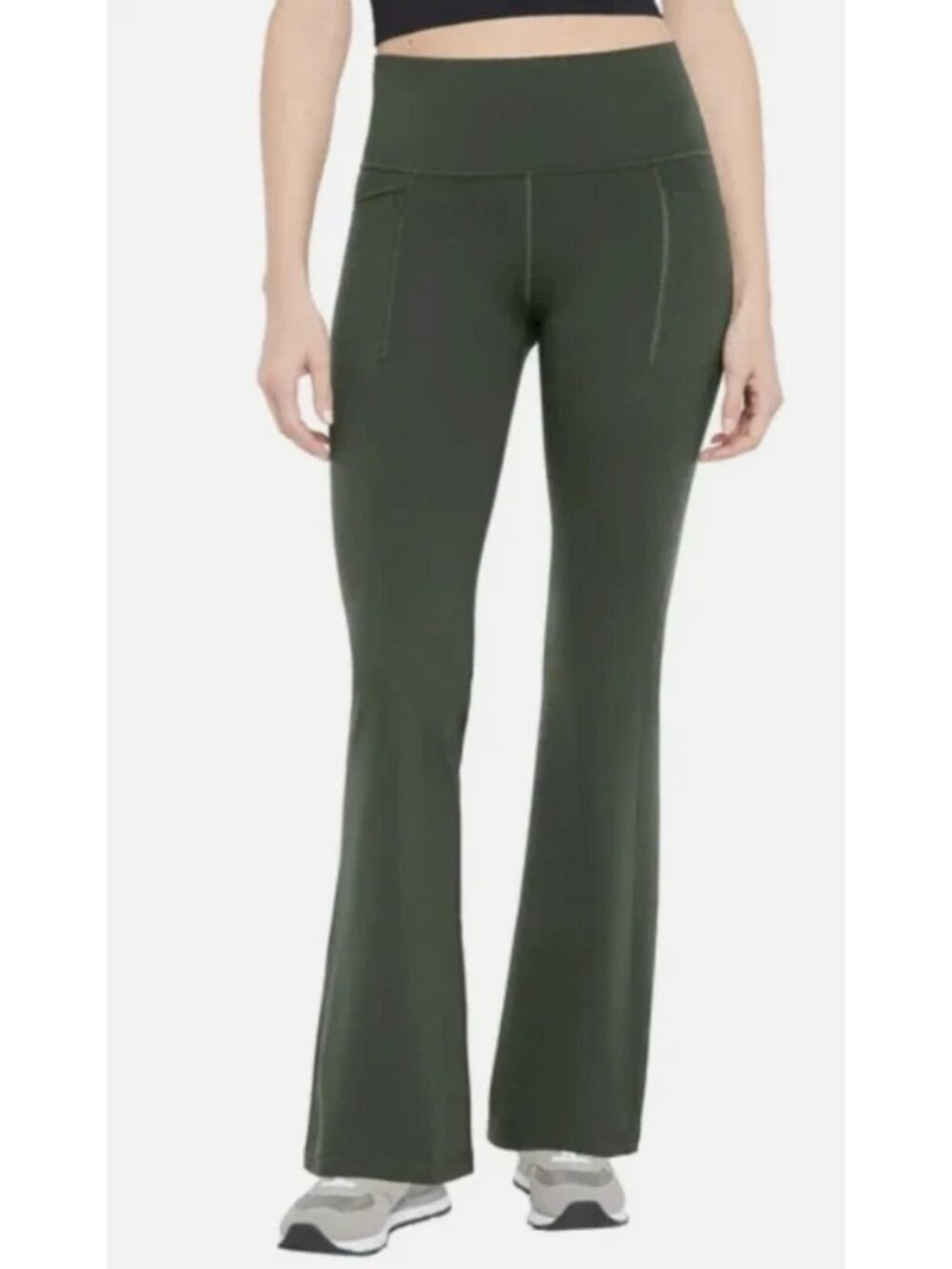 GapFit Womens High-Waist Flare Yoga Pants Size M Green Stretch Polyester Spandex